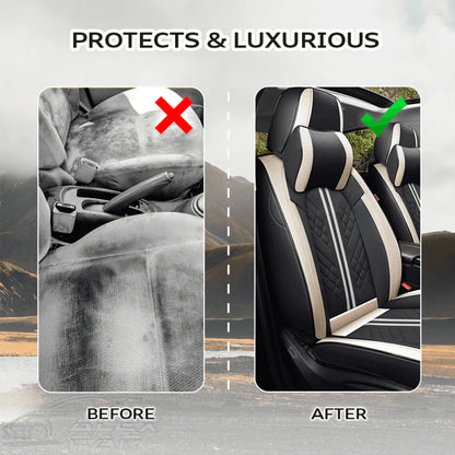 Zetas Car Seat Cushion Full Set Universal Waterproof Breathable Vehicle Leather Cover for Cars, SUV, Pick-up Truck